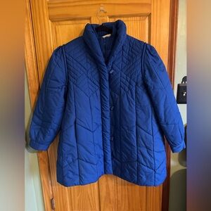 Vintage Saxon Hall Blue Quilted Puffer Coat Made in Korea Size L